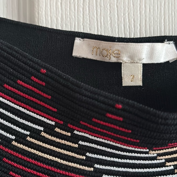 Maje size 2 boatneck top . Black with geometric details. - Picture 5 of 6